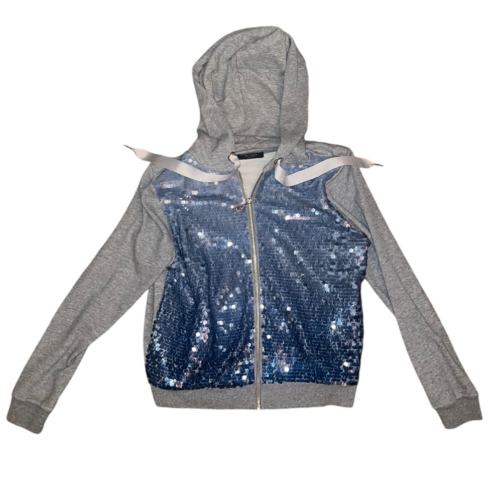 TWINSET Sequin gray/blue Hoodie Zip-Up